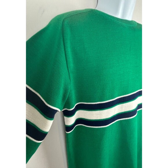 Vintage Christopher Rand Green with White Blue Chest Stripe Pullover Sweater M - Picture 3 of 12